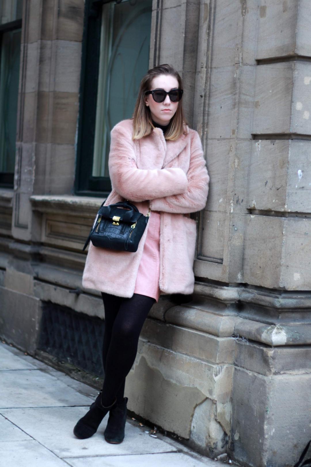 reiss-alba-pink-faux-fur-coat-zara-leather-skirt-mango-roll-neck-phillip-lim-pashli