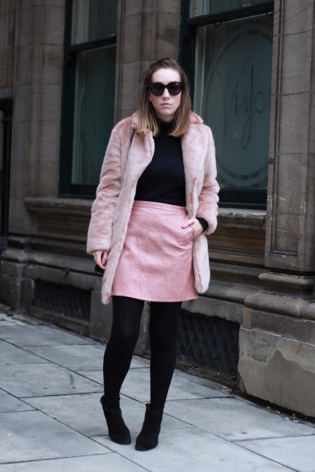 reiss-alba-pink-faux-fur-coat-zara-leather-skirt-mango-roll-neck-phillip-lim-pashli