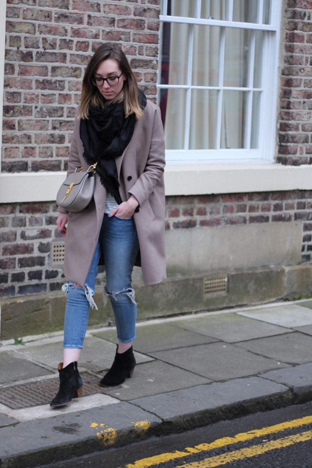 all-saints-ember-nesi-coat-chloe-drew-grey-ripped-jeans-louis-vuitton-black-scarf