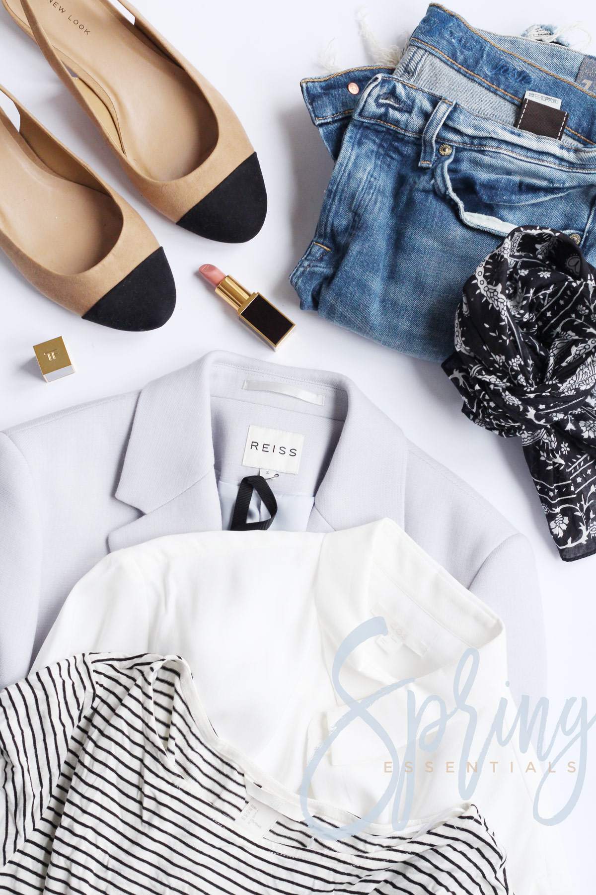 spring-essentials-cos-white-shirt-reiss-blazer-chanel-slingback-dupe