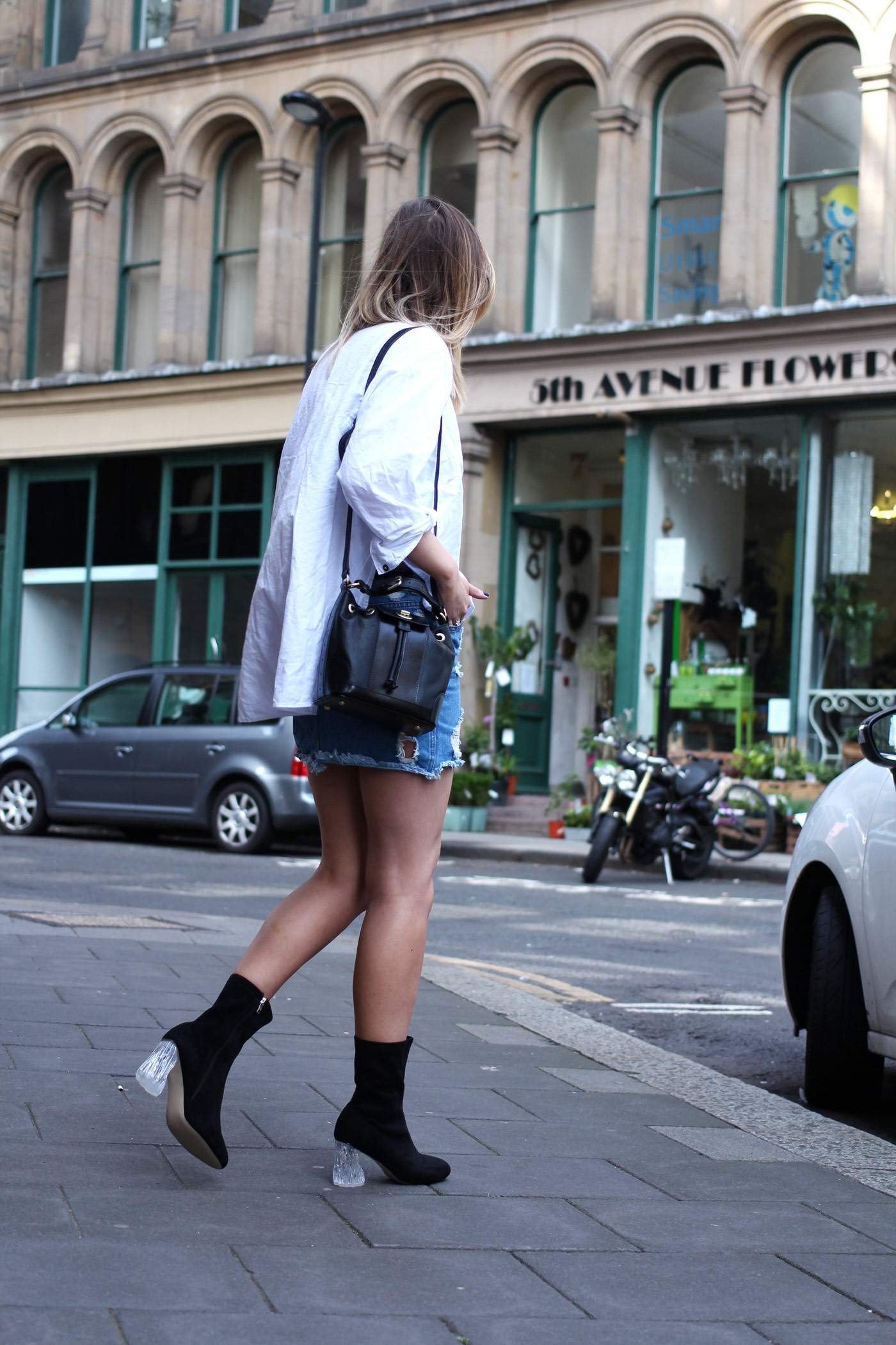 ego-boots-denim-skirt-oversized-white-shirt-radley-bag-1