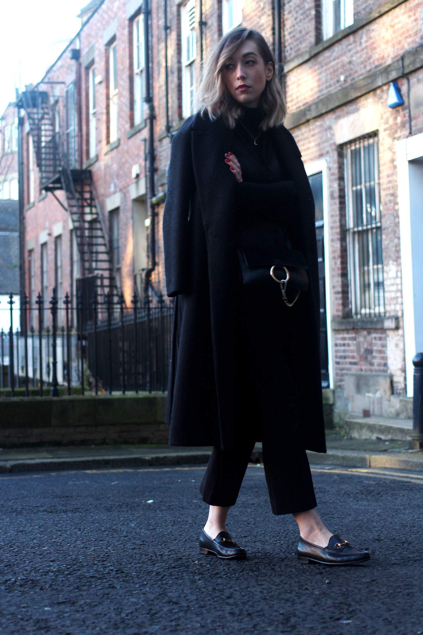 all-black-winter-look-nobodys-child-button-up-cami-gucci-loafers-chloe-faye-3