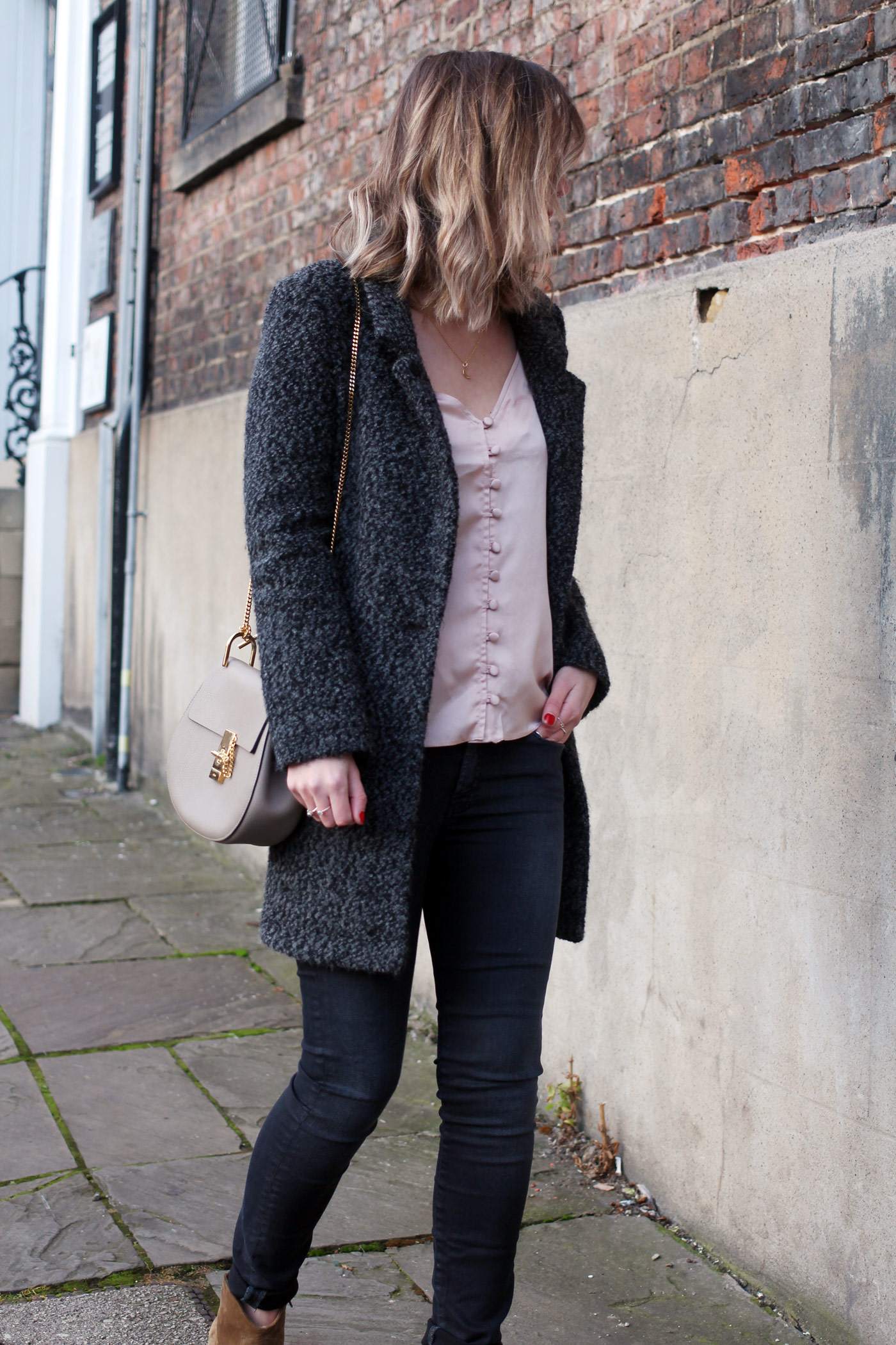 nude-pink-button-up-silk-cami-top-chloe-drew-bag-grey-1