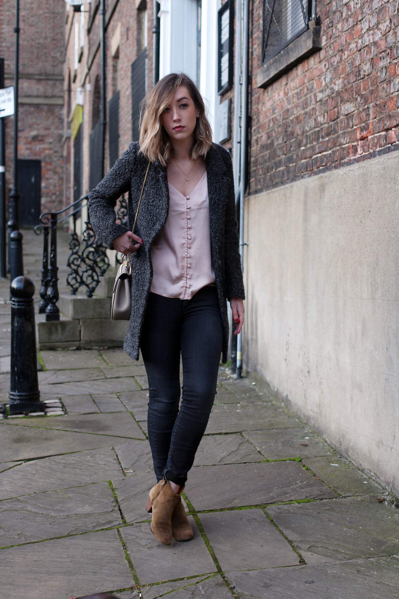 nude-pink-button-up-silk-cami-top-chloe-drew-bag-grey-3