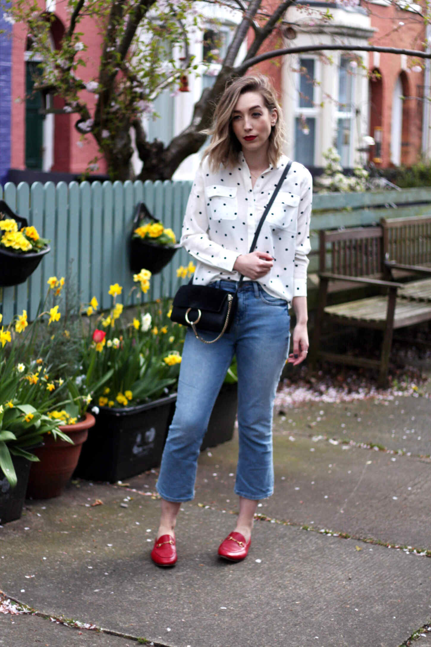 boden-polkadot-shirt-BDG-jeans-gucci-red-jordaan-loafers-1