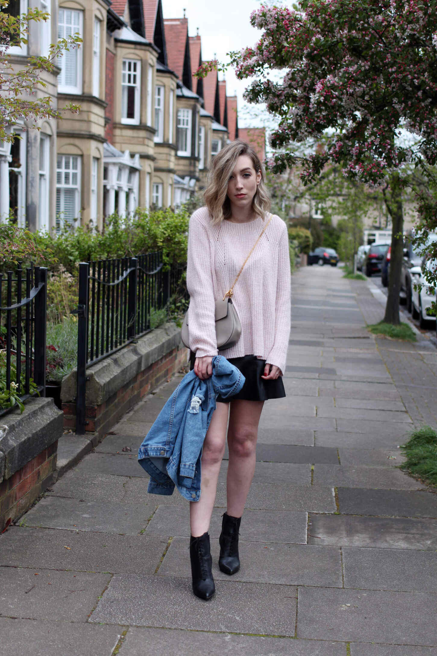 spring-denim-jacket-pink-jumper-leather-skirt-11 spring-denim-jacket-pink-jumper-leather-skirt-11