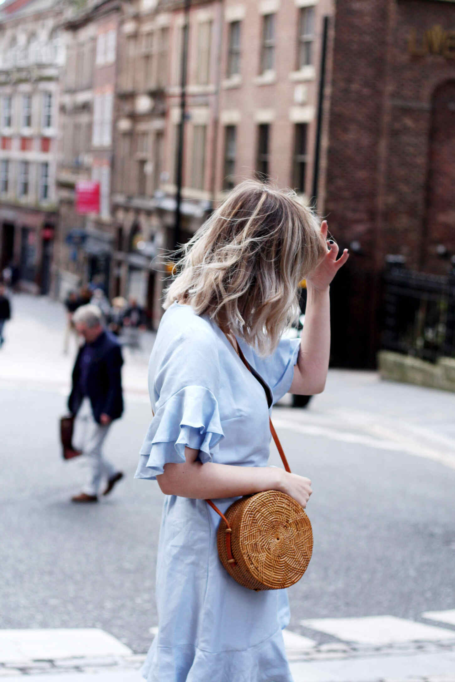 river-island-wrap-ruffle-tie-dress-blue-ellen-and-james-rattan-basket-bag-5 river-island-wrap-ruffle-tie-dress-blue-ellen-and-james-rattan-basket-bag-5