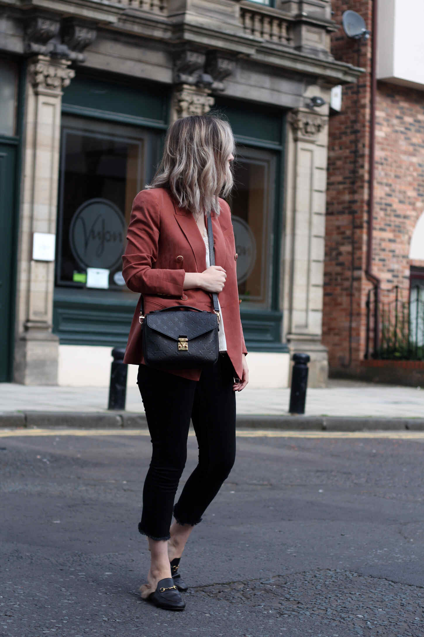 mango-peach-orange-blazer-gucci-princetown-loafers-9