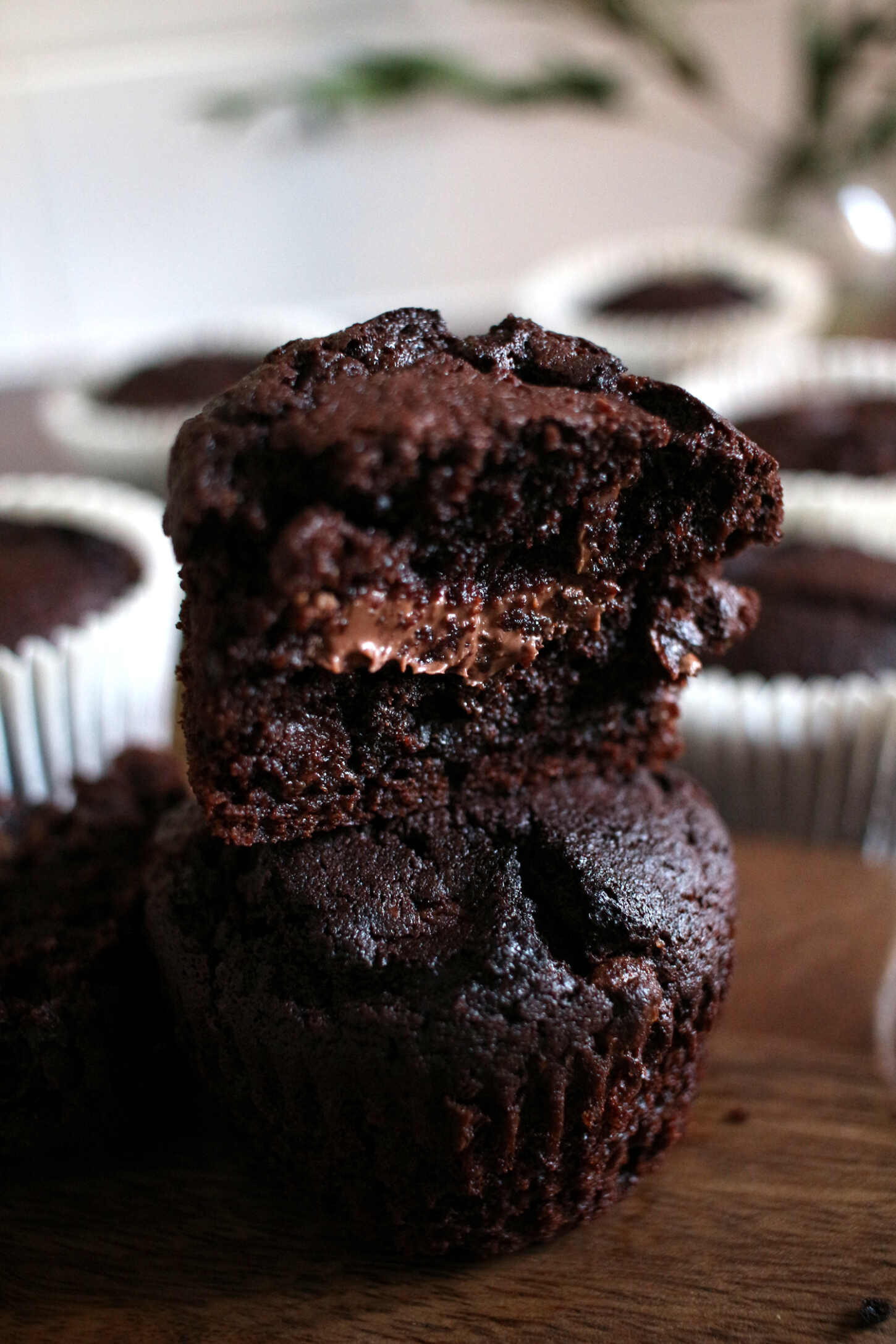 Triple Chocolate Nutella Stuffed Muffins - The Lovecats Inc