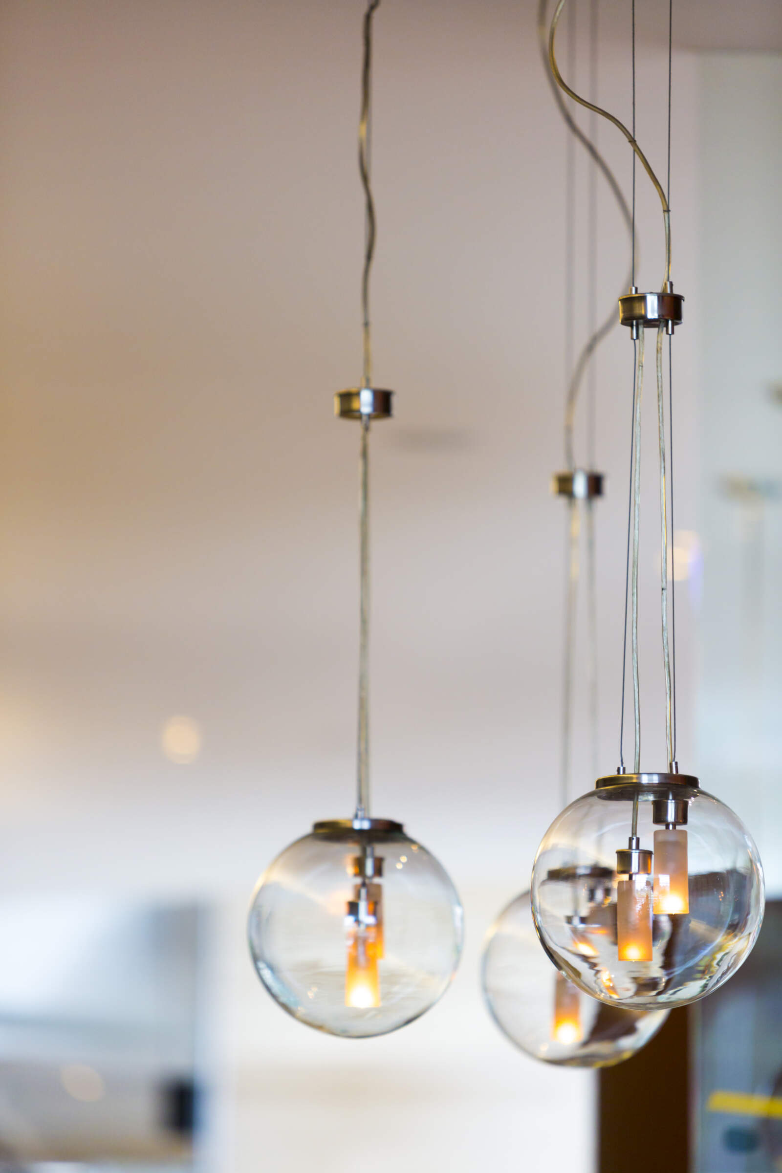 Modern style light bulbs with clear background BOGOTA, COLOMBIA, 4: Decorative modern style light bulbs against white wall background in hotel in Bogota, Colombia 2015